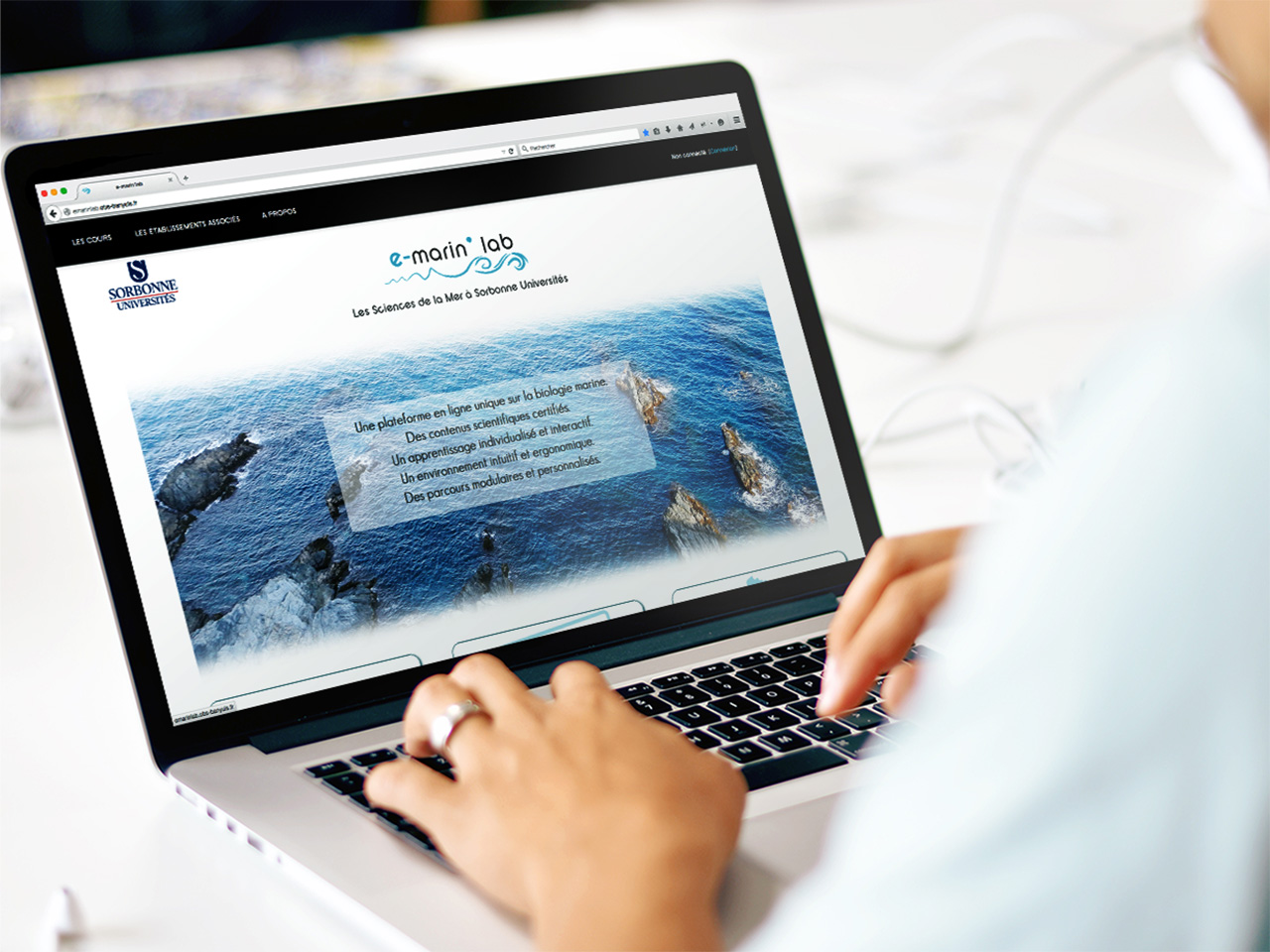 Page d'accueil de la plateforme en ligne e-marin'lab