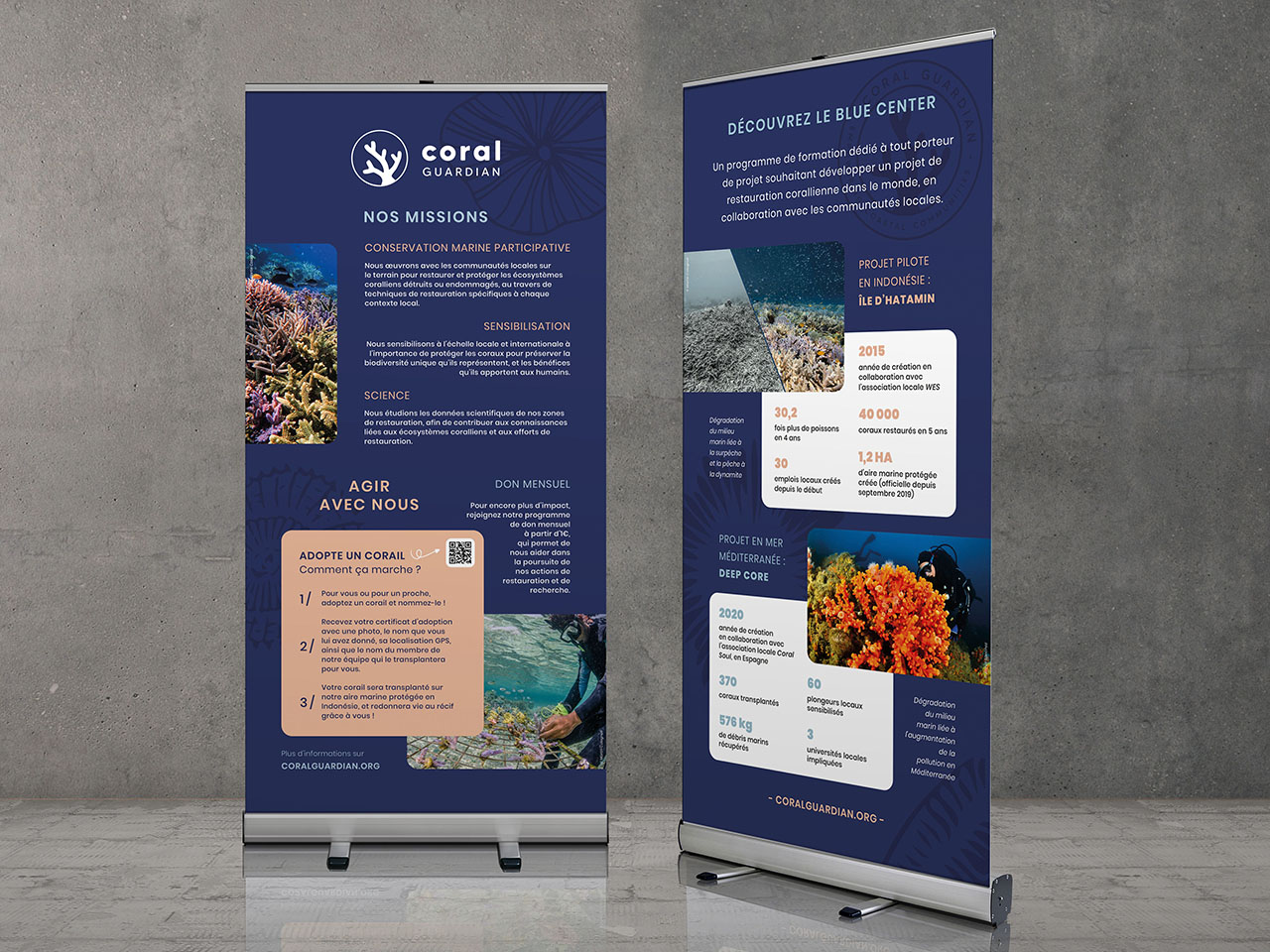 Visuels des 2 kakémonos réalisés pour Coral Guardian